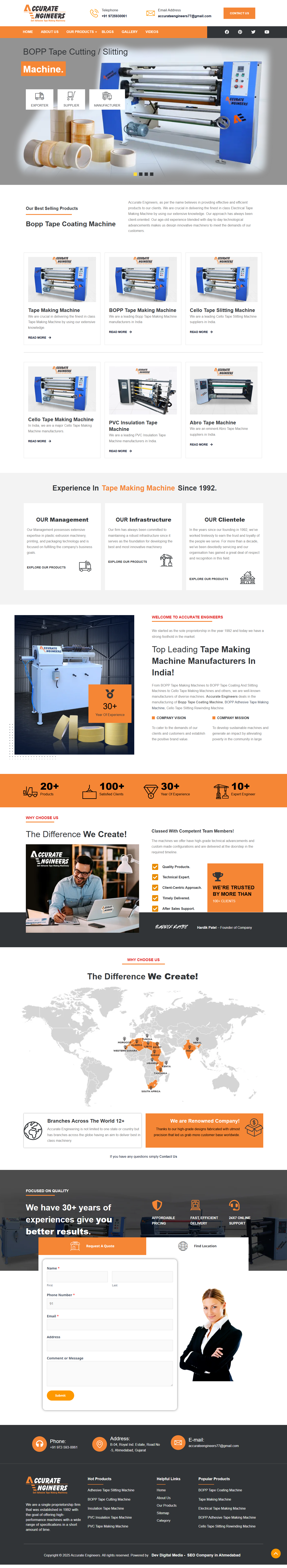 Responsive and Mobile Friendly high ROI Website Design Made for Accurate Engineers is a leading Tape Making, Slitting And rewindling machine Manufacturer from Ahmedabad, Gujarat, India